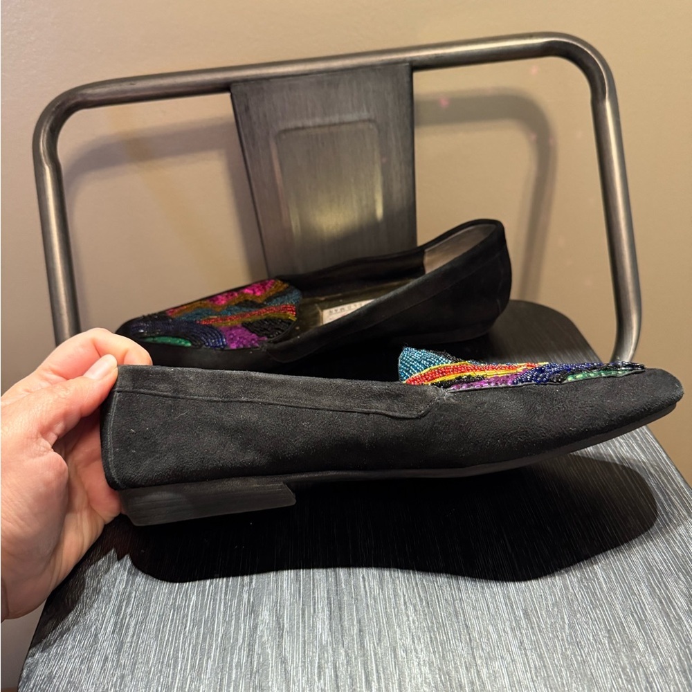 Beverly Feldman Vintage Frankie and Baby Suede Multicolor Beaded Loafers - Picture 10 of 15